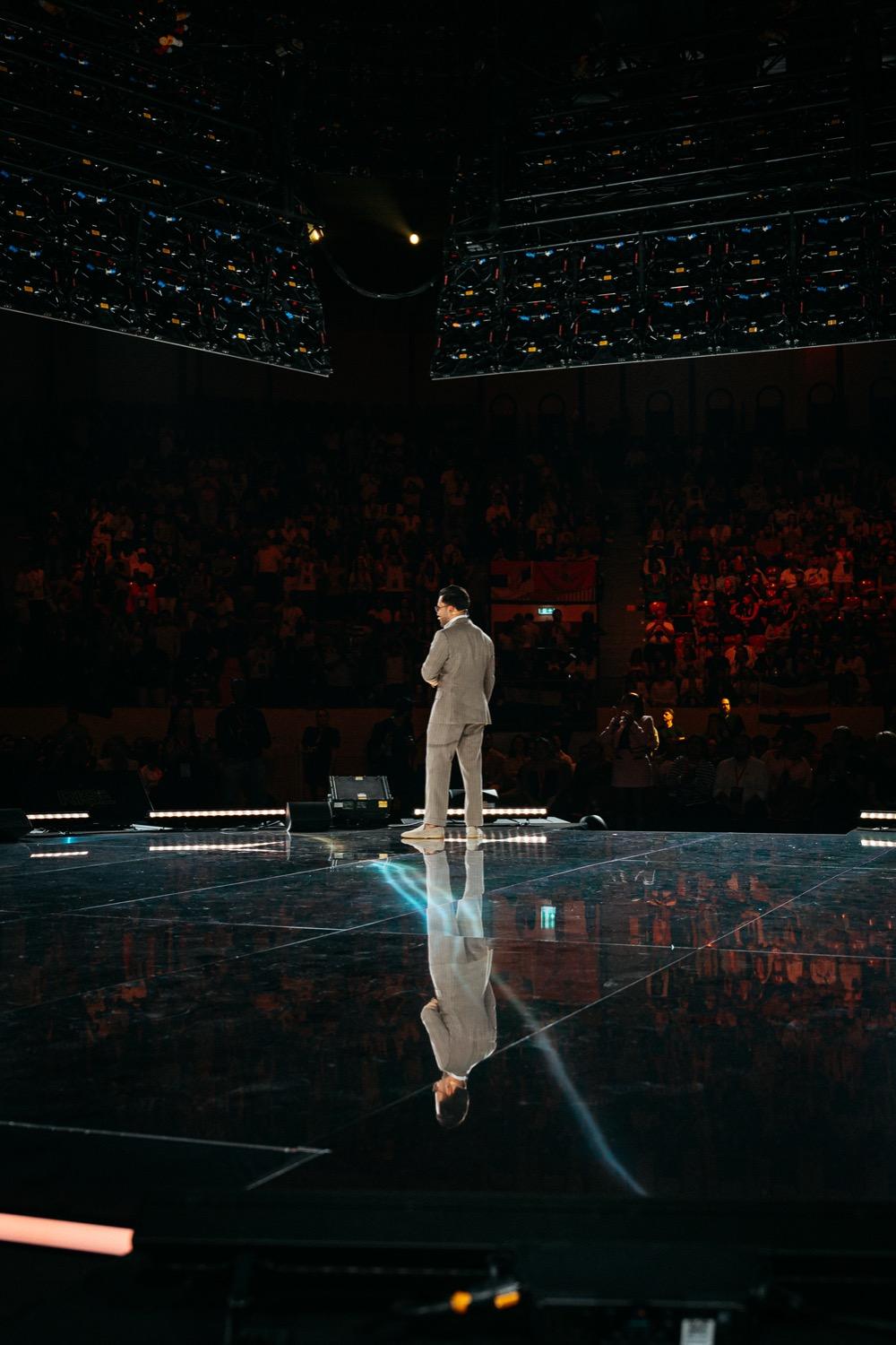 Jay Awal speaking on stage